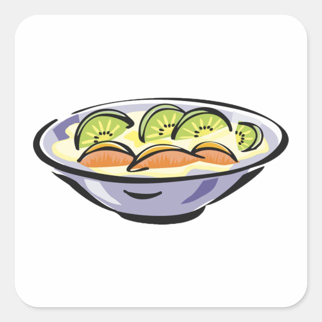 Sticker Carré Salade de fruits frais Bowl avec Kiwi et orange (Devant)
