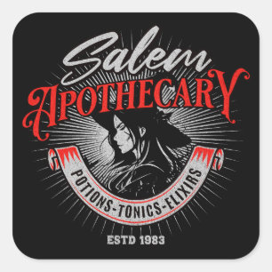 Sticker Carré Salem Apothecary sorcière Vintage