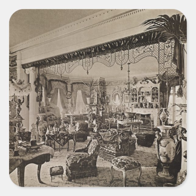Sticker Carré Salle de dessin, Wickham Hall, Kent, 1897 (Devant)