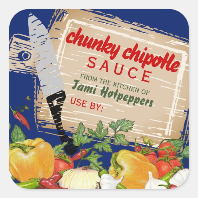 Sticker Carré Salsa mexicaine personnalisée en conserve (Devant)