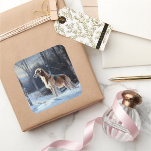 Sticker Carré Saluki Laisser neiger Noël