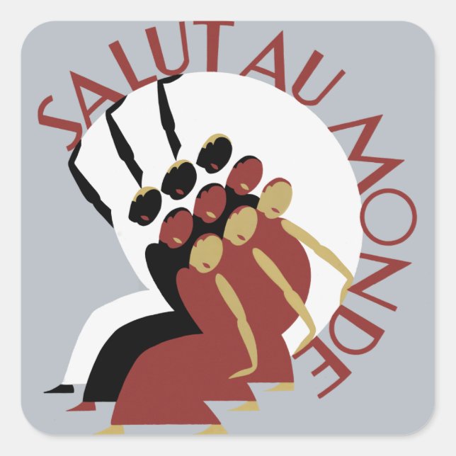 Sticker Carré Salut Au Monde (Devant)