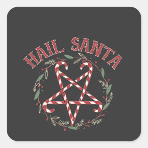 Sticker Carré Salut Satan Noël Krampus Xmas Devil Candy