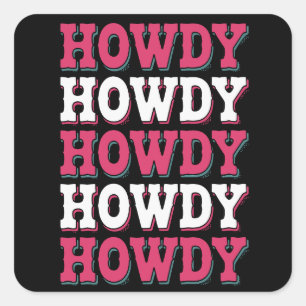 Sticker Carré Salut Vache Western Country Vintage Cowgirl 