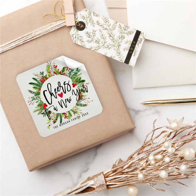 Sticker Carré Salutation à une serrure de serrure de script du N (Créateur téléchargé)