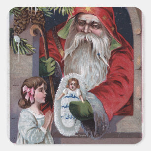 Sticker Carré Salutation de NoëlPoupée de don de Noël