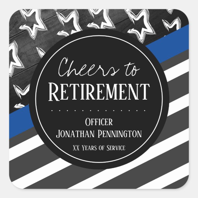 Sticker Carré Salutations à l'officier de police de retraite (Devant)