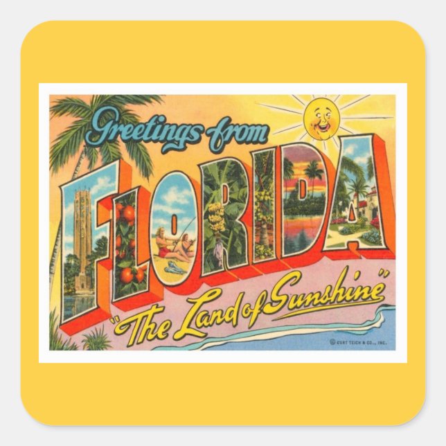 Sticker Carré Salutations De Floride (Devant)