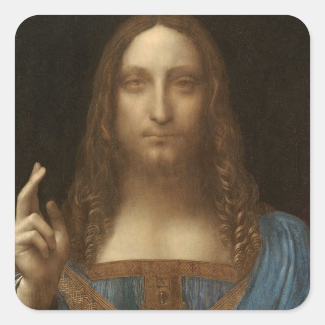 Sticker Carré Salvator Mundi de Léonard de Vinci (Jésus-Christ) (Devant)