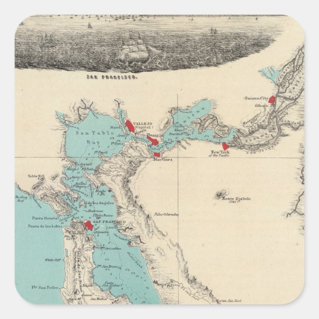 Sticker Carré San Francisco à Sacramento (Devant)