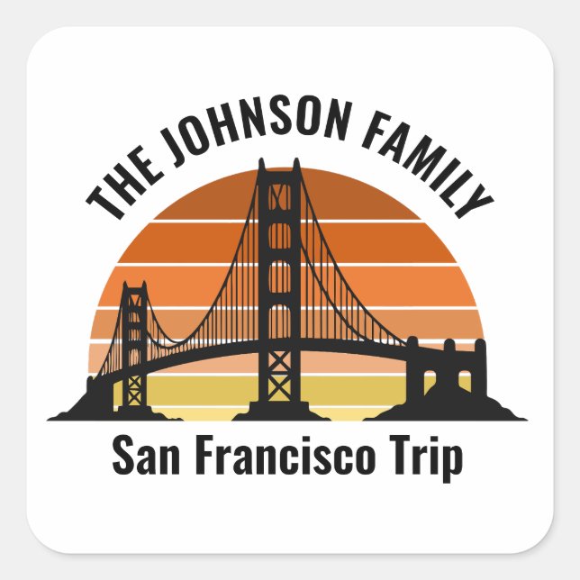 Sticker Carré San Francisco Bridge Sunset Vacances personnalisée (Devant)