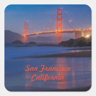 Sticker Carré San Francisco California Golden Gate Bridge