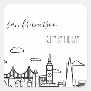 Sticker Carré San Francisco Skyline