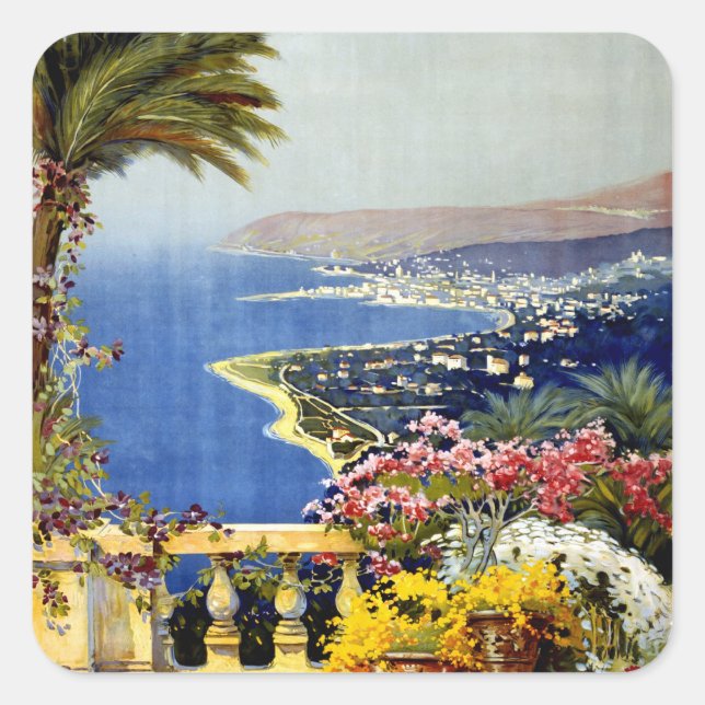 Sticker Carré San Remo Italien Méditerranéen affiche de voyage 1 (Devant)