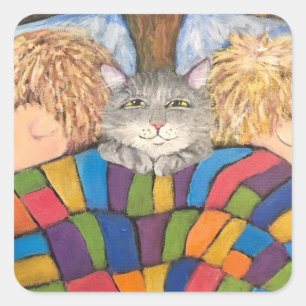 Sticker Carré Sandwich au chat