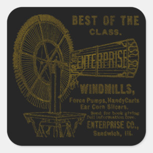 STICKER CARRÉ SANDWICH ILLINOIS 1889 ENTERPRISE WINDMILL CO.