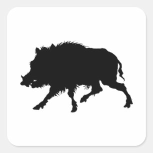 Sticker Carré Sanglier ou cochon sauvage Elégant Silhouette