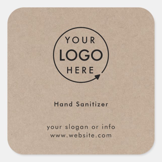 Sticker Carré Sanitaire à la main | Rustic Kraft Business Logo (Devant)