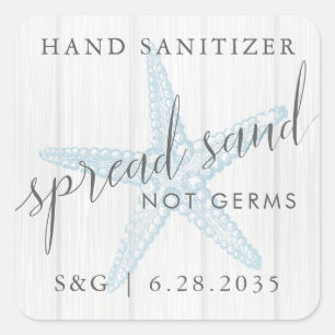 Sticker Carré Sanitizer À La Main De Plage Favoriser Le Sable Ét