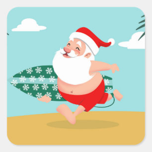 Sticker Carré Santa at beach