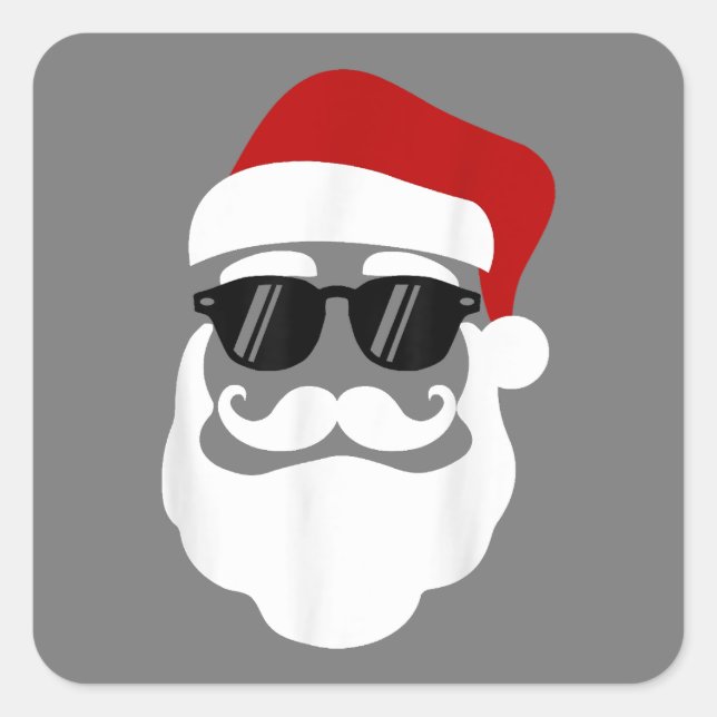 Sticker Carré Santa Claus avec lunettes de soleil Drôle Noël Des (Devant)