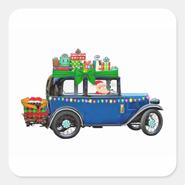 Sticker Carré Santa Claus Jalopy (Devant)