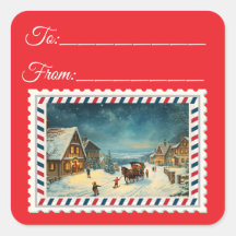 Santa Claus vintage avec magie et fées Carré St