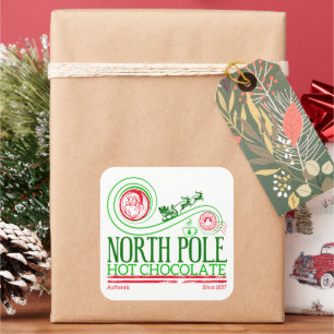Sticker Carré Santa Clause Pôle Nord Chocolat chaud