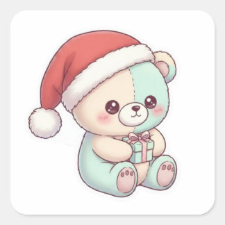 Sticker Carré Santa Teddy bear 