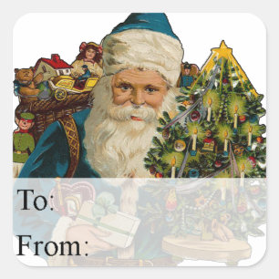 Sticker Carré Santa With Toxits Vintage Christma