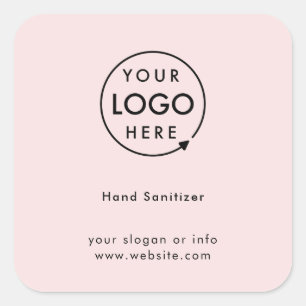 Sticker Carré Santizer à la main Pink Logo Entreprise