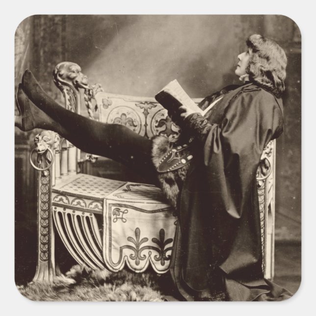 Sticker Carré Sarah Bernhardt (1844-1923) comme Hamlet en 1899 (Devant)