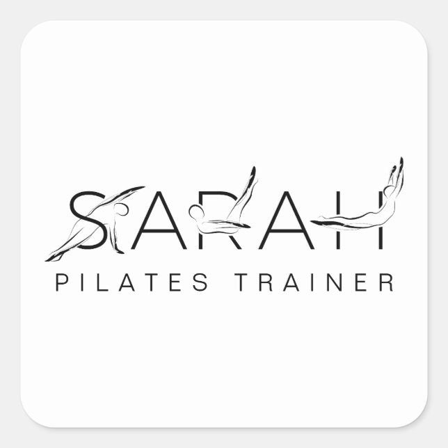 Sticker Carré SARAH Nom Pilates Instructeur (Devant)