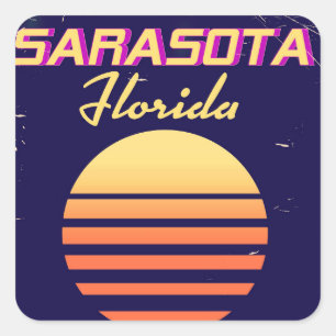 Sticker Carré Sarasota Floride années 1980 imprimés de voyage vi