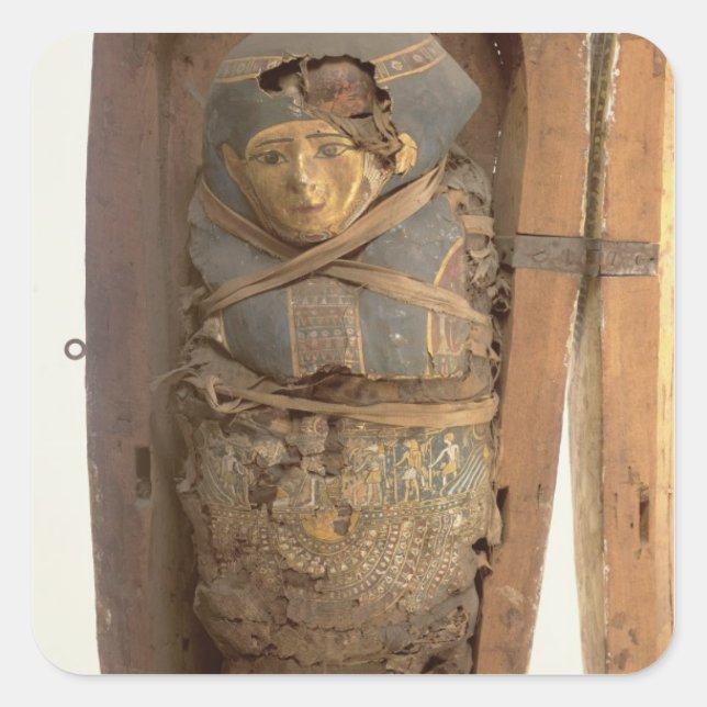 Sticker Carré Sarcophagus and mummified body of Psametic I (Devant)