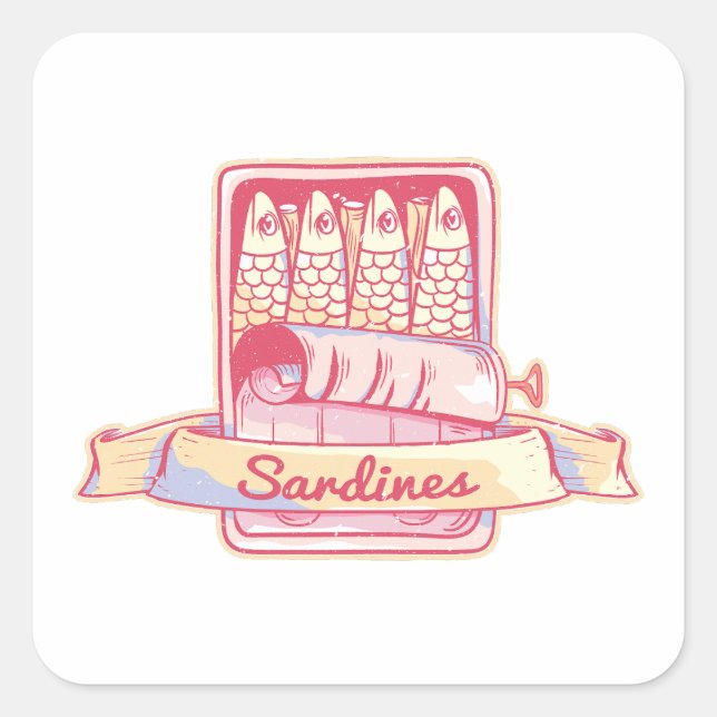 Sticker Carré Sardines dans une boîte (Devant)