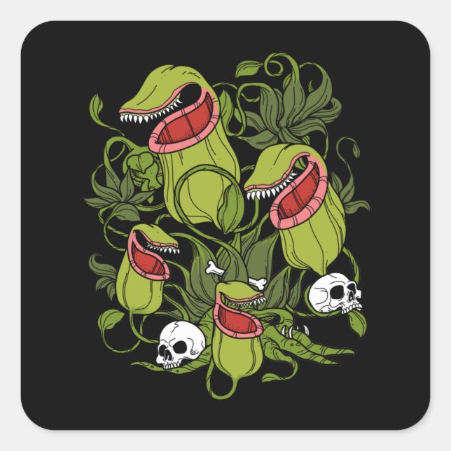 Sticker Carré Sarracenia Plantes carnivores (Devant)