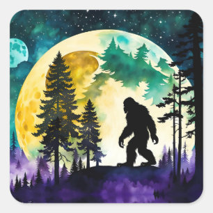 Sticker Carré Sasquatch pleine lune