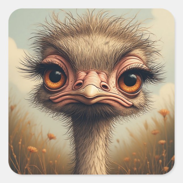 Sticker Carré "Sassy Baby Emu Sticker" Sheet (Devant)