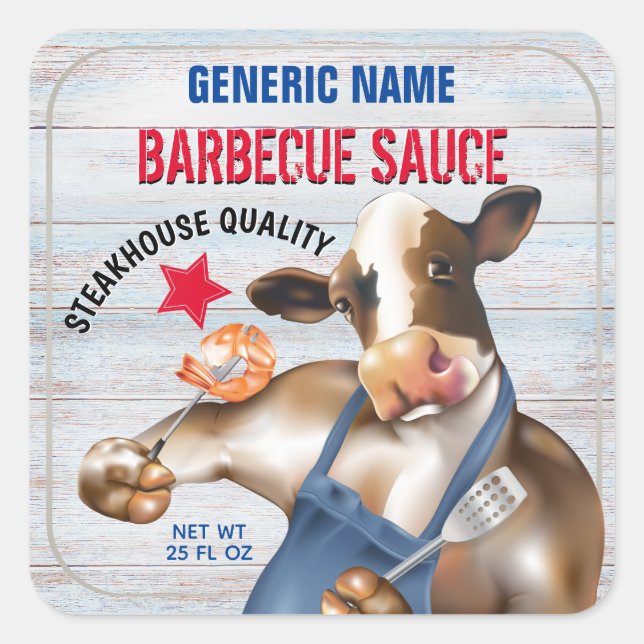 Sticker Carré Sauce de barbecue maison pour crevettes grillées d (Devant)