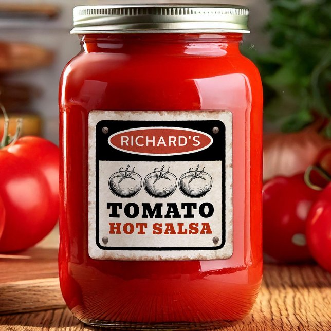 Sticker Carré Sauce piquante aux tomates personnalisée Rusty Cus (Créateur téléchargé)