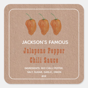 Sticker Carré Sauce Piquante Maison Jalapen Pepper Sauce Chili