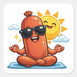 Sticker Carré Saucisse de Yoga
