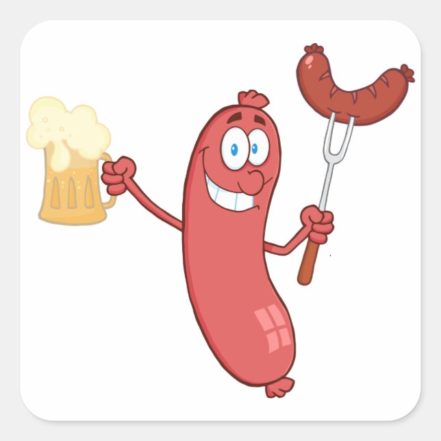 Sticker Carré Saucisses Et Bières (Devant)