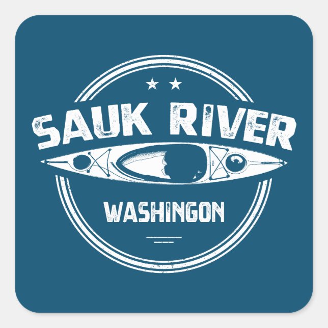 Sticker Carré Sauk River Washington Kayak (Devant)