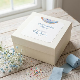 Sticker Carré Saupoudré d'amour Baby shower de beignets