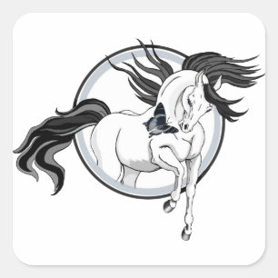 Sticker Carré Sauter ~ Cheval et papillon