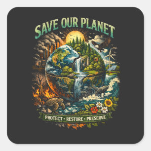 Sticker Carré Sauver notre planète