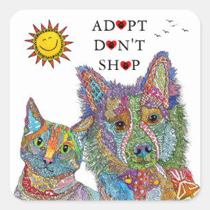 Sticker Carré Sauvetage des animaux Adoptez Ne pas Acheter Stick