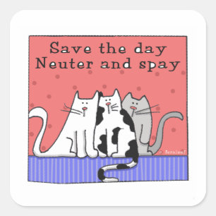 Sticker Carré Sauvez la journée, Neuter et Spay
